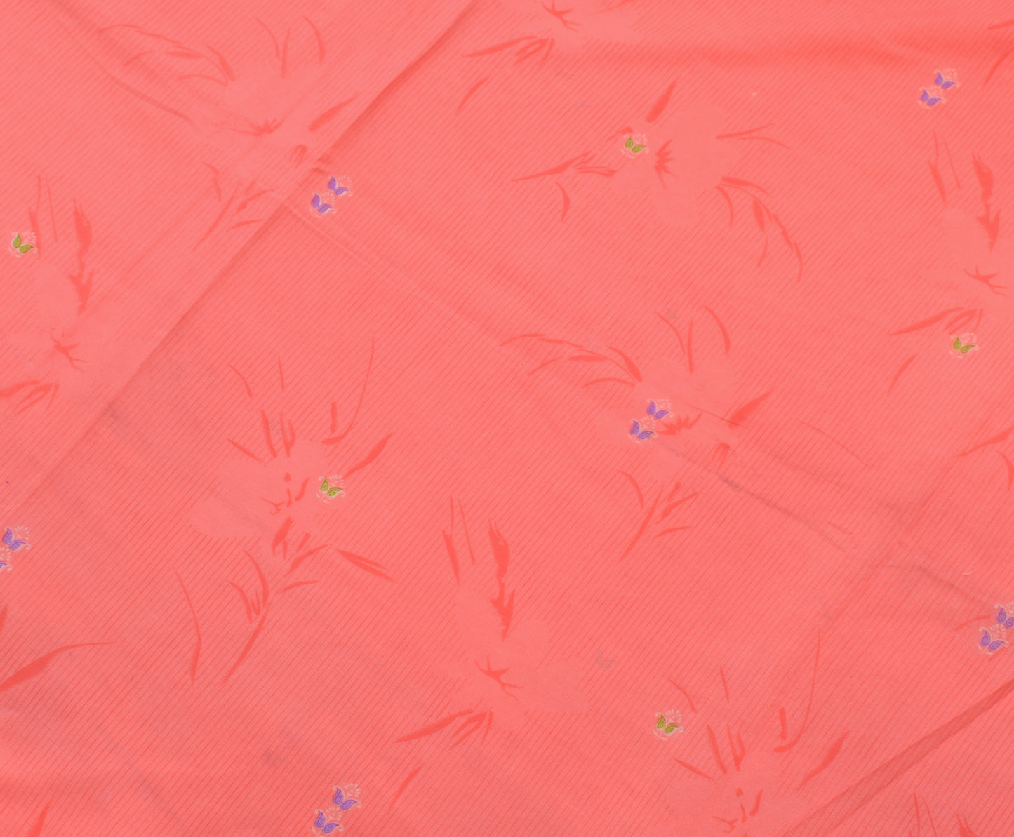 Sushila Vintage Peach Saree Blend Crepe Silk Printed Floral Soft Craft Fabric