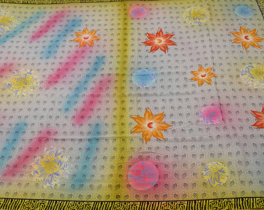 Sushila Vintage Multi-Color Saree Blend Crepe Silk Printed Floral Soft Fabric