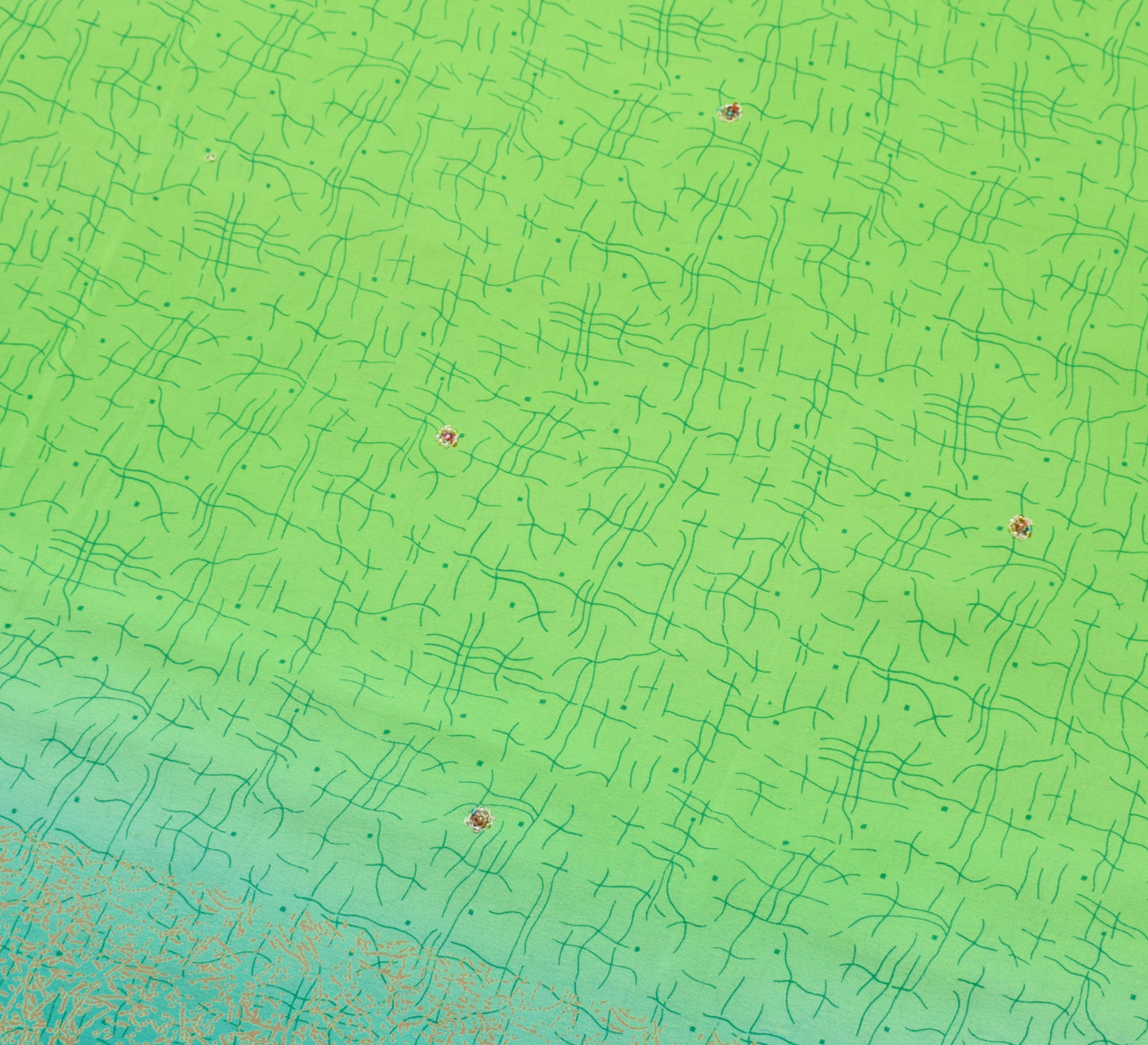 Sushila Vintage Blue & Green Saree Blend Crepe Silk Printed Floral Soft Fabric