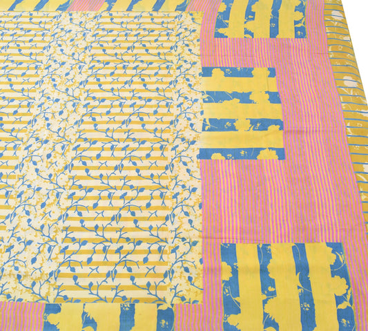 Sushila Vintage Green Saree 100% Pure Crepe Silk Printed Indian Soft Fabric