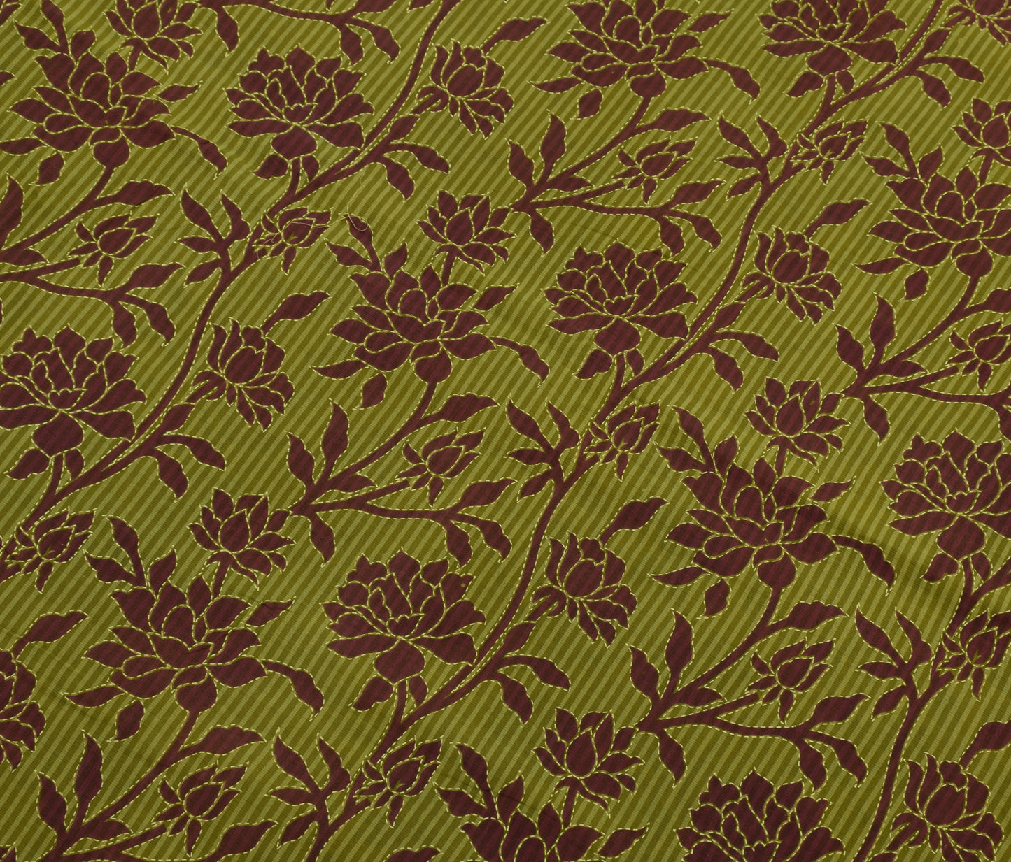 Sushila Vintage Green Saree 100% Pure Cotton Printed Floral Soft Craft Fabric