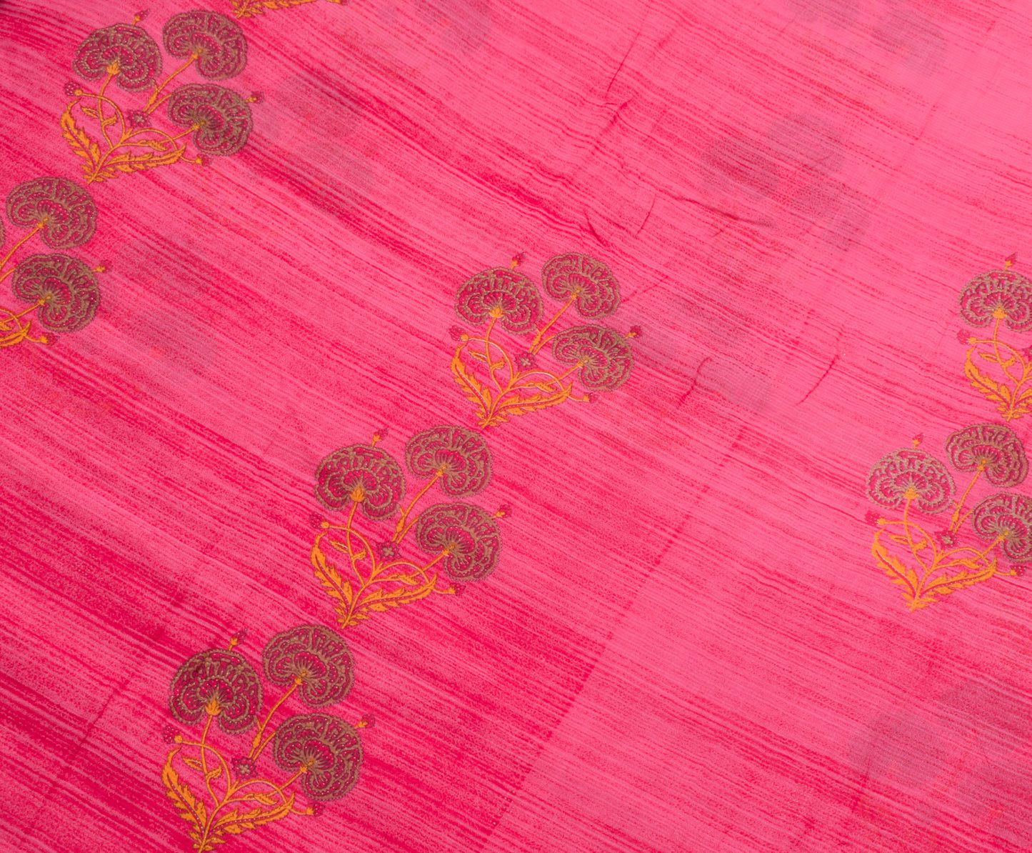 Sushila Vintage Dark Pink Saree 100%Pure Cotton Printed Floral Soft Craft Fabric