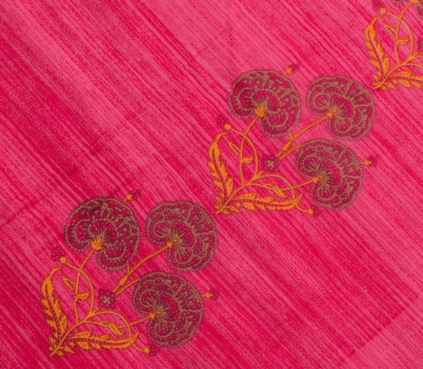 Sushila Vintage Dark Pink Saree 100%Pure Cotton Printed Floral Soft Craft Fabric
