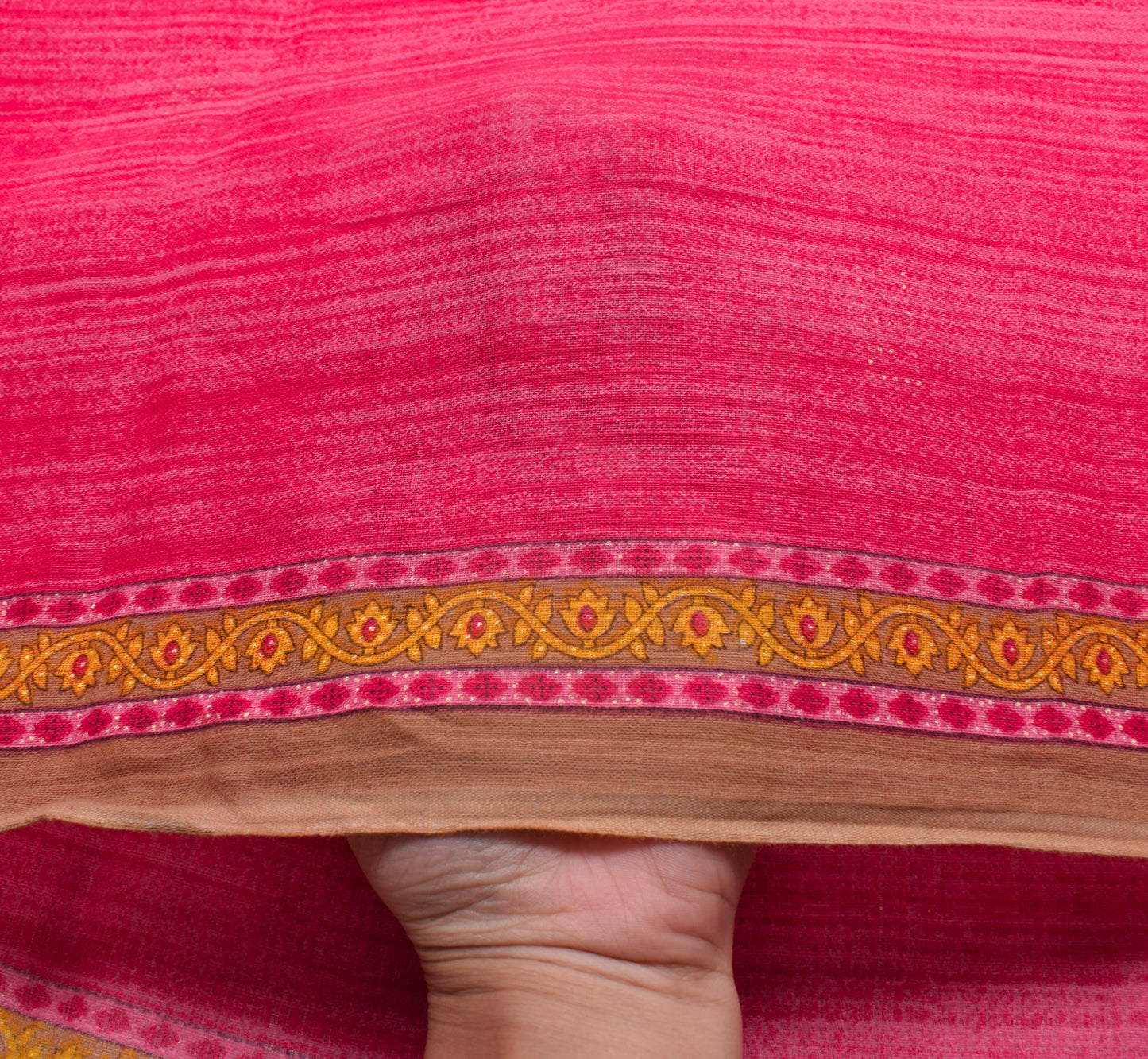 Sushila Vintage Dark Pink Saree 100%Pure Cotton Printed Floral Soft Craft Fabric