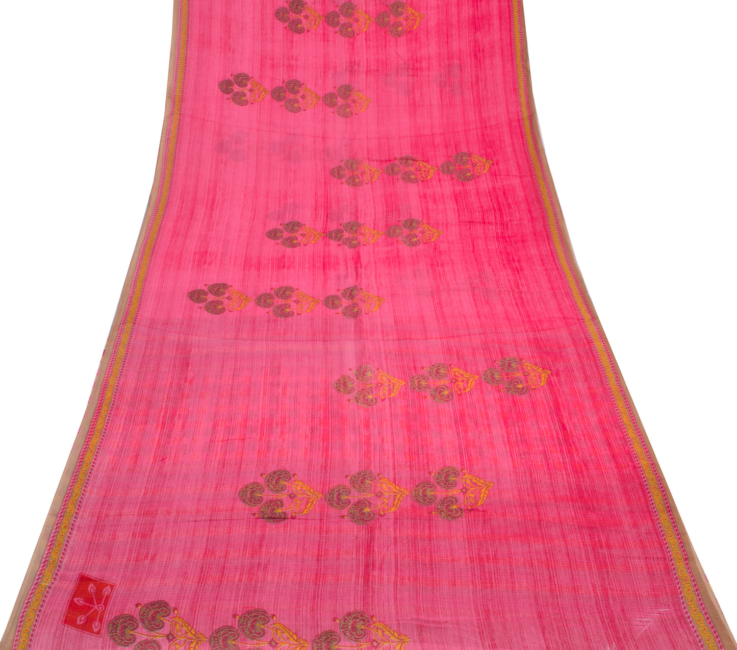 Sushila Vintage Dark Pink Saree 100%Pure Cotton Printed Floral Soft Craft Fabric