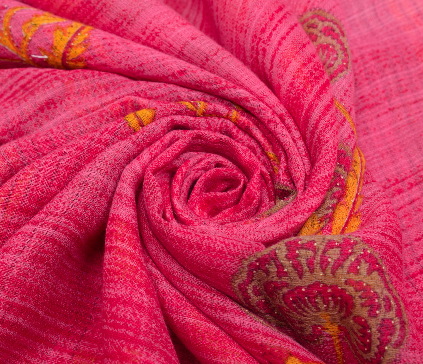 Sushila Vintage Dark Pink Saree 100%Pure Cotton Printed Floral Soft Craft Fabric