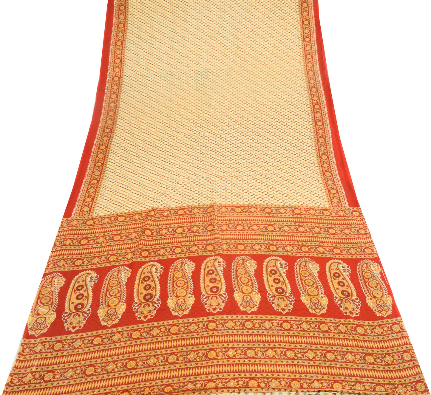 Sushila Vintage Yellow Saree 100% Pure Cotton Printed Floral Soft Craft Fabric