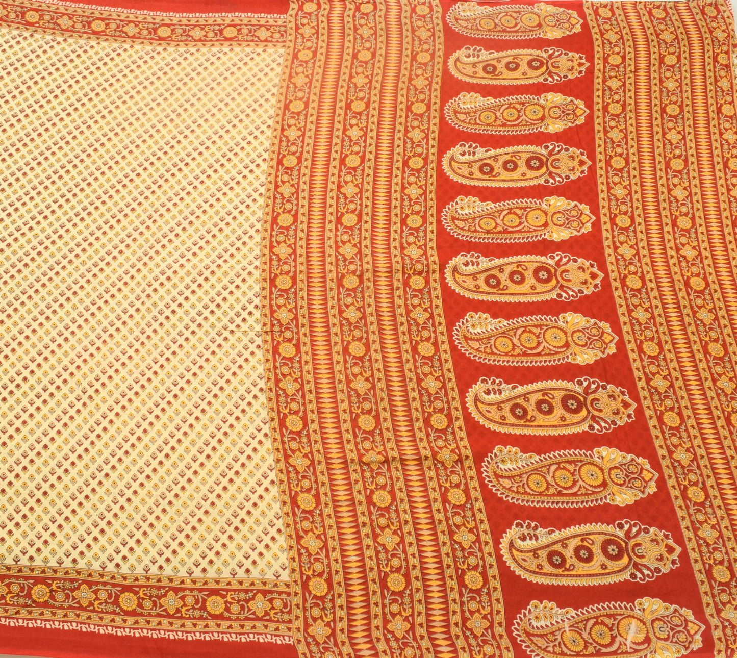 Sushila Vintage Yellow Saree 100% Pure Cotton Printed Floral Soft Craft Fabric