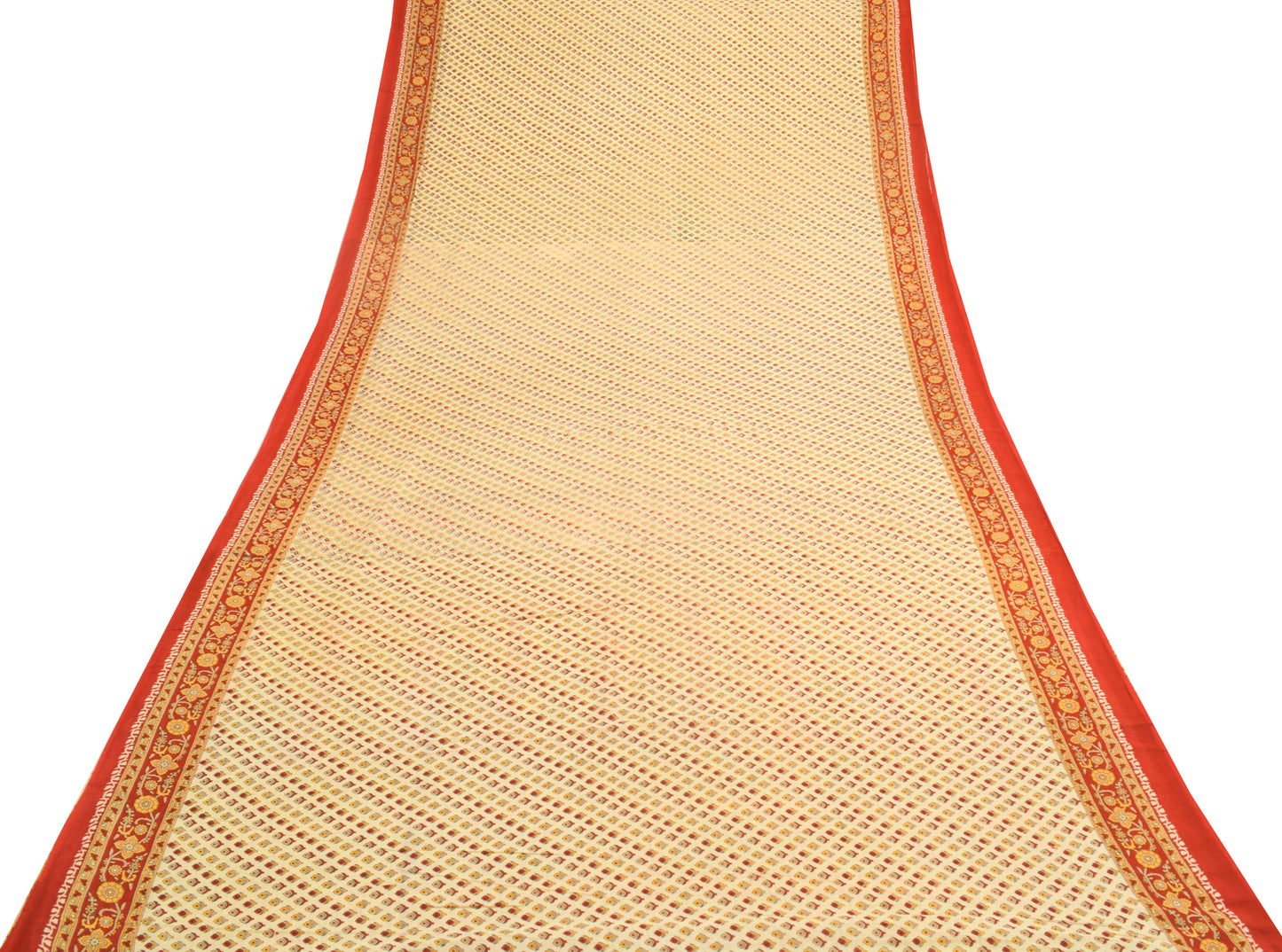 Sushila Vintage Yellow Saree 100% Pure Cotton Printed Floral Soft Craft Fabric