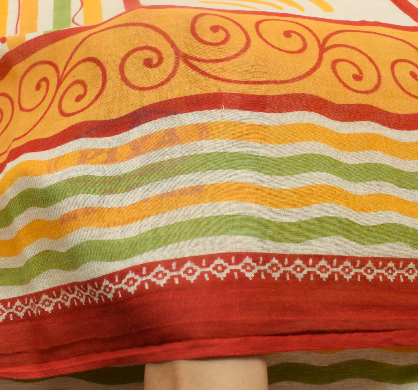 Sushila Vintage Cream Saree 100% Pure Cotton Printed Floral Soft Craft Fabric