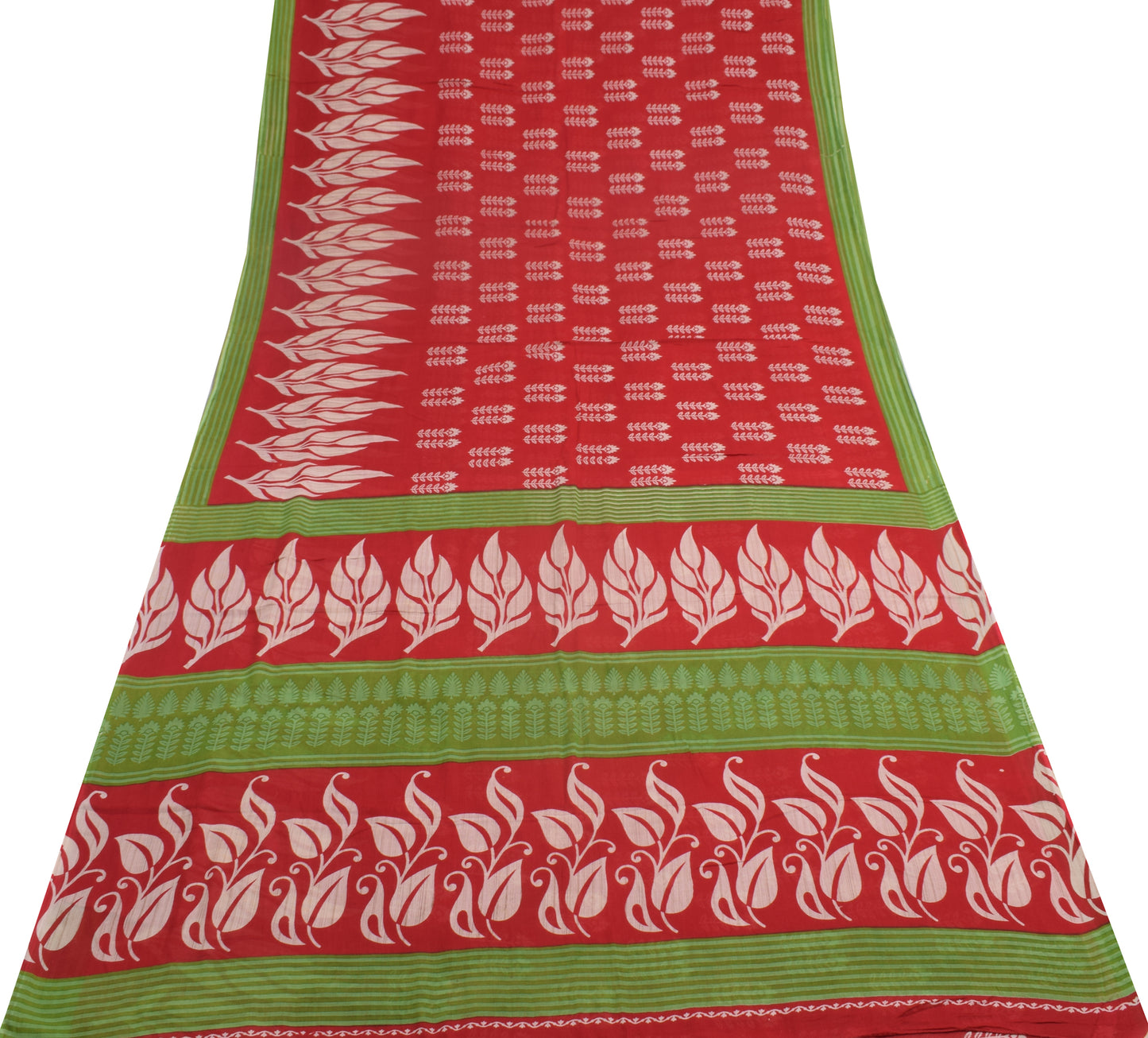 Sushila Vintage Dark Red Saree 100% Pure Cotton Printed Floral Soft Craft Fabric