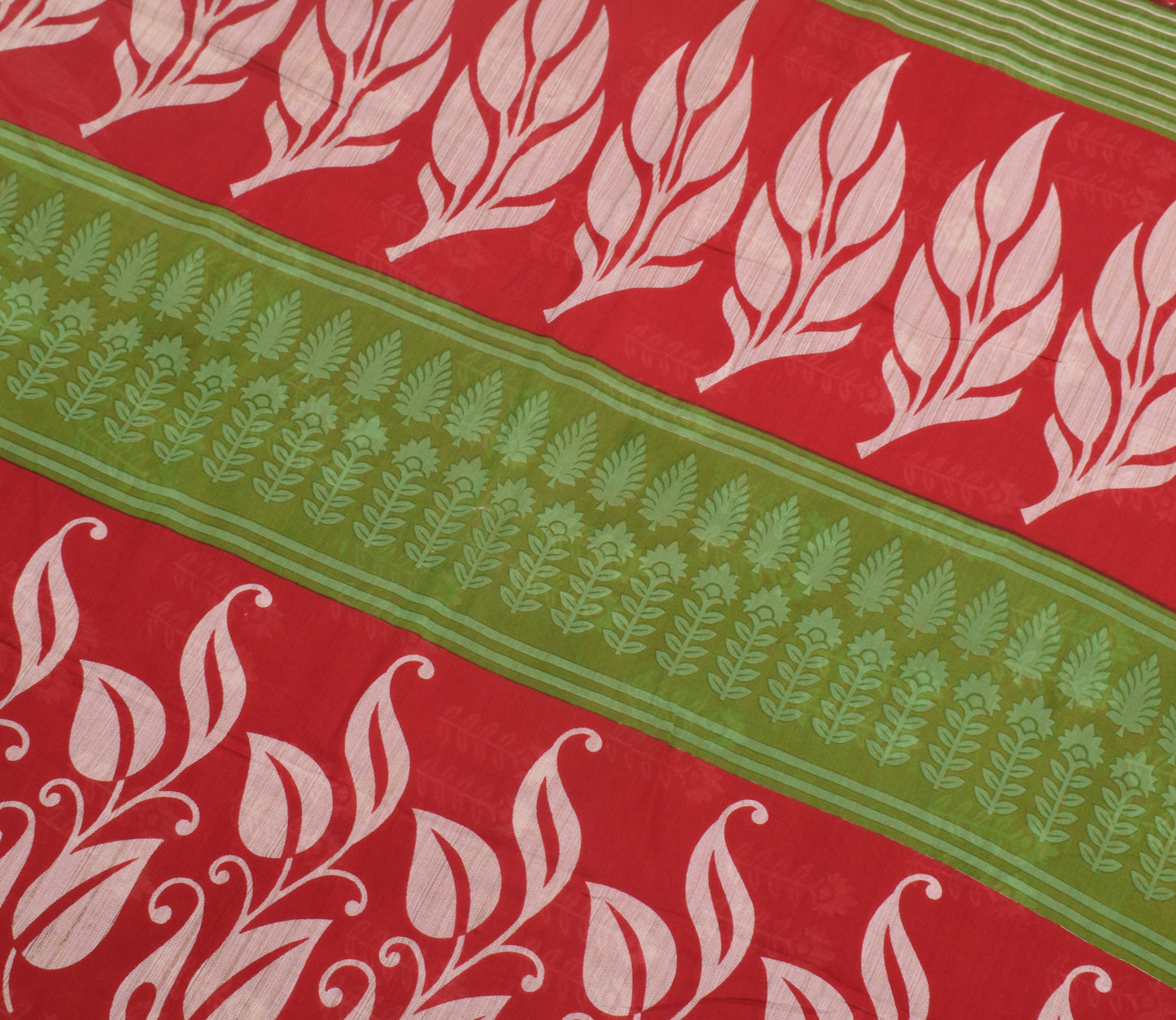 Sushila Vintage Dark Red Saree 100% Pure Cotton Printed Floral Soft Craft Fabric