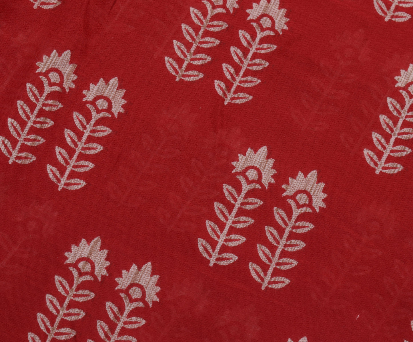 Sushila Vintage Dark Red Saree 100% Pure Cotton Printed Floral Soft Craft Fabric