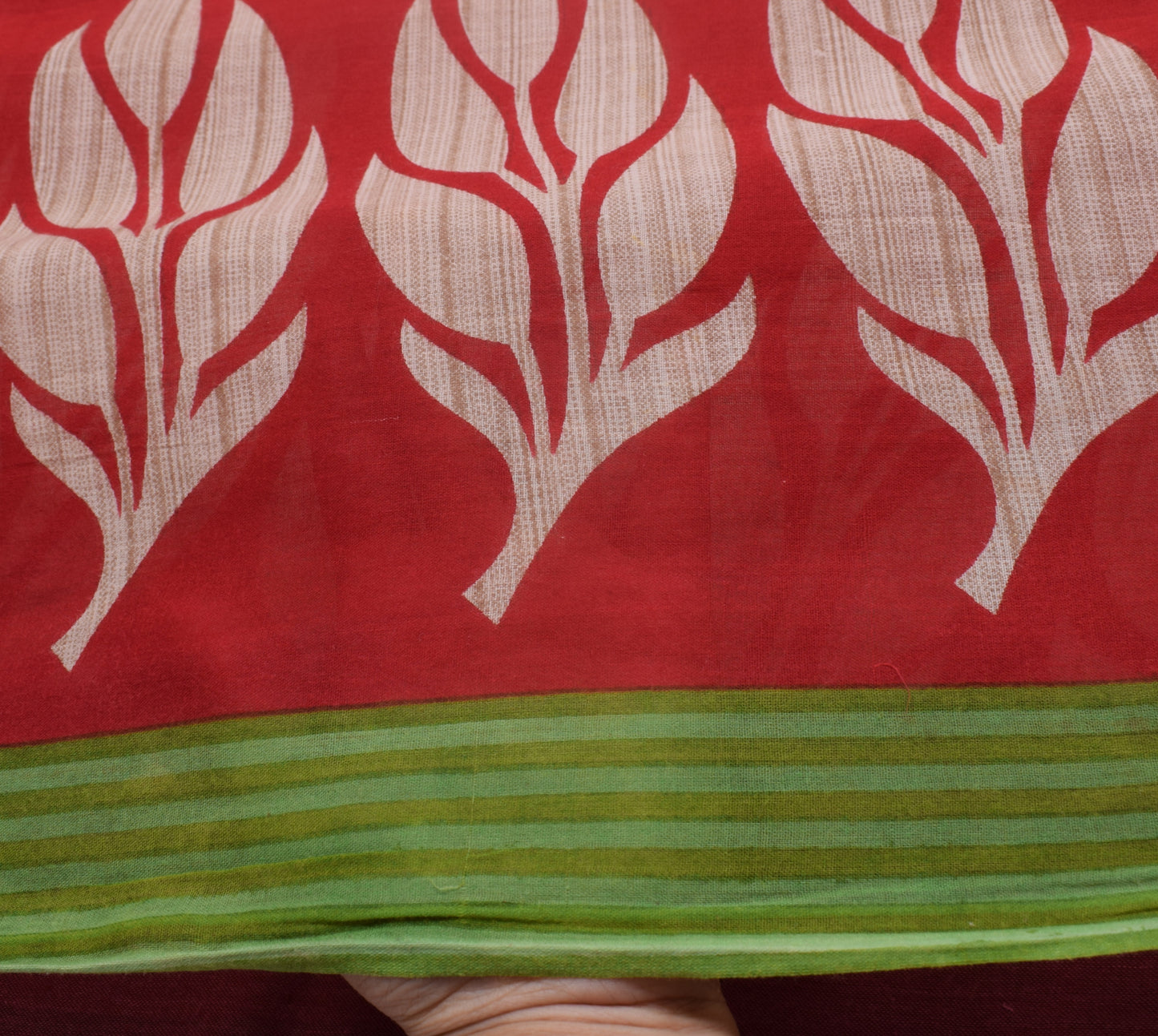 Sushila Vintage Dark Red Saree 100% Pure Cotton Printed Floral Soft Craft Fabric