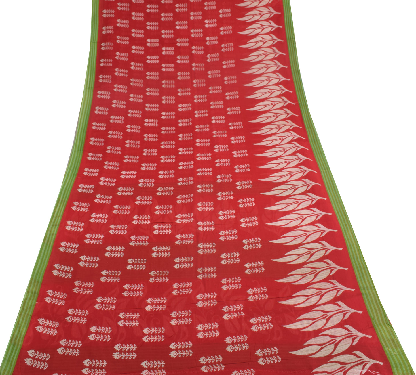 Sushila Vintage Dark Red Saree 100% Pure Cotton Printed Floral Soft Craft Fabric