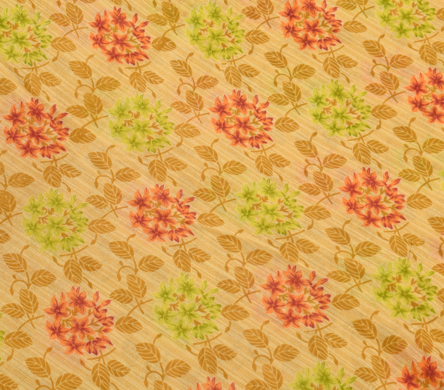 Sushila Vintage Brown Saree 100% Pure Cotton Printed Floral Soft Craft Fabric