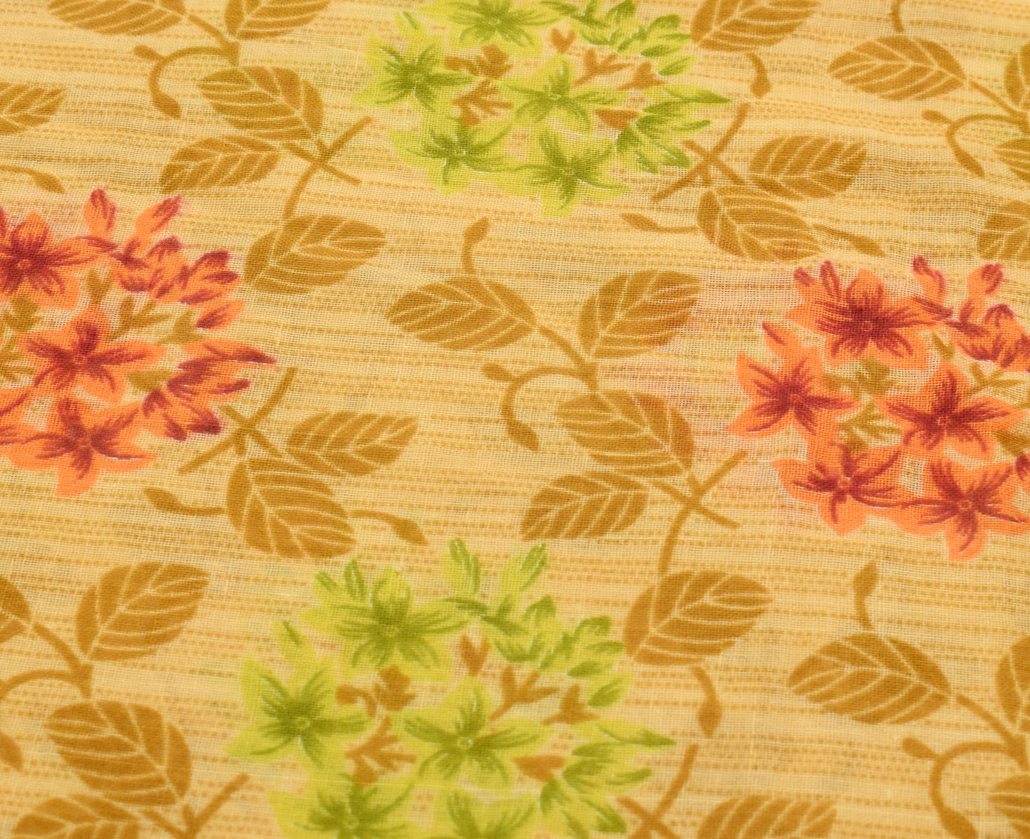 Sushila Vintage Brown Saree 100% Pure Cotton Printed Floral Soft Craft Fabric