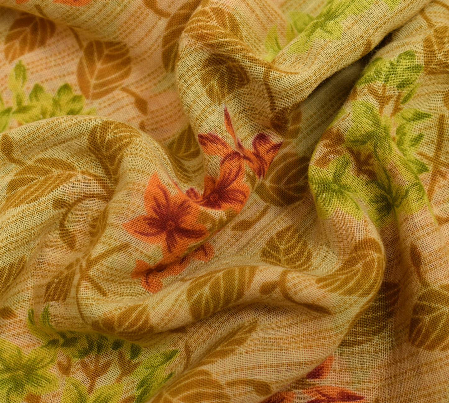 Sushila Vintage Brown Saree 100% Pure Cotton Printed Floral Soft Craft Fabric