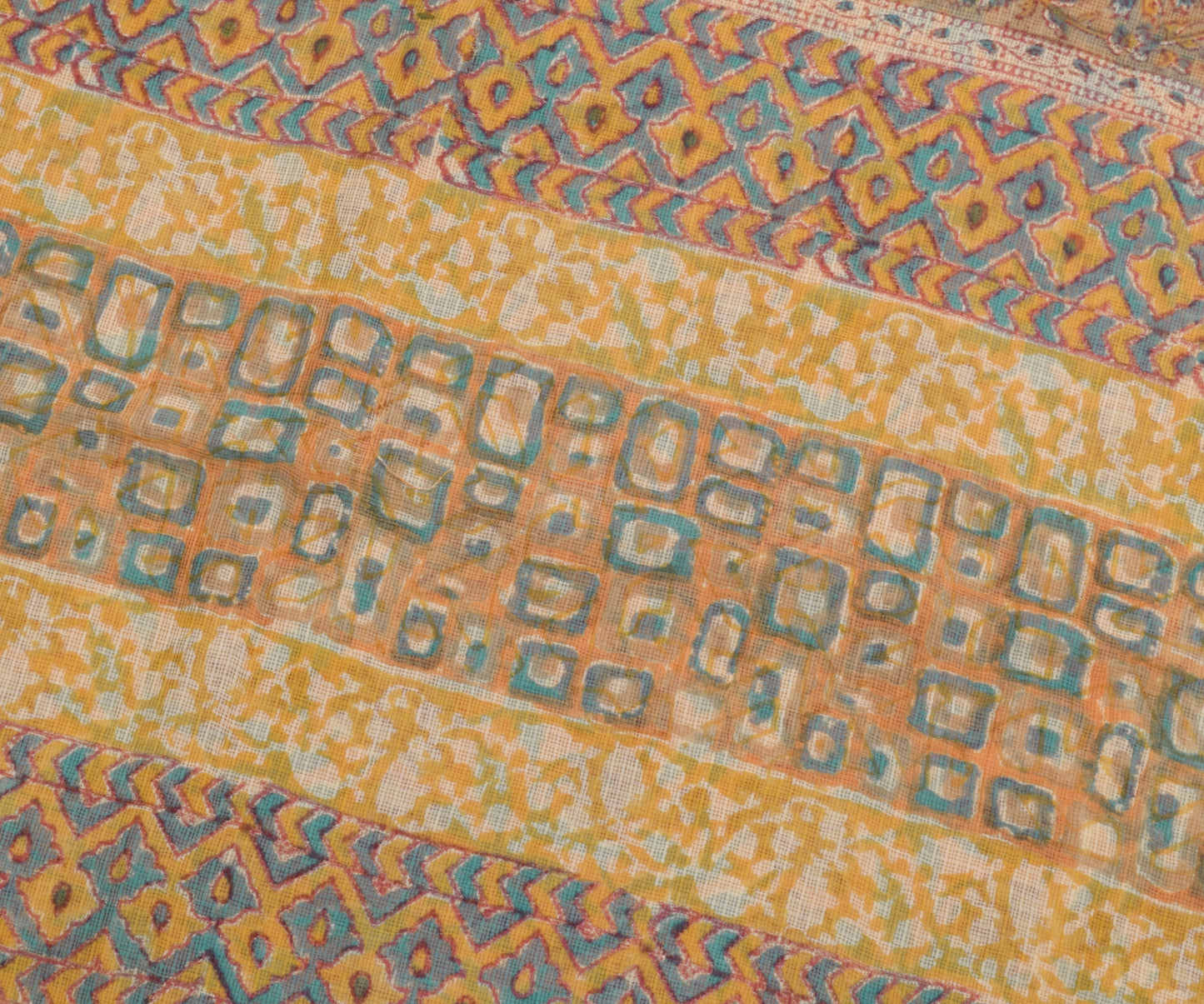 Sushila Vintage Peach Saree 100% Pure Cotton Printed Floral Soft Craft Fabric