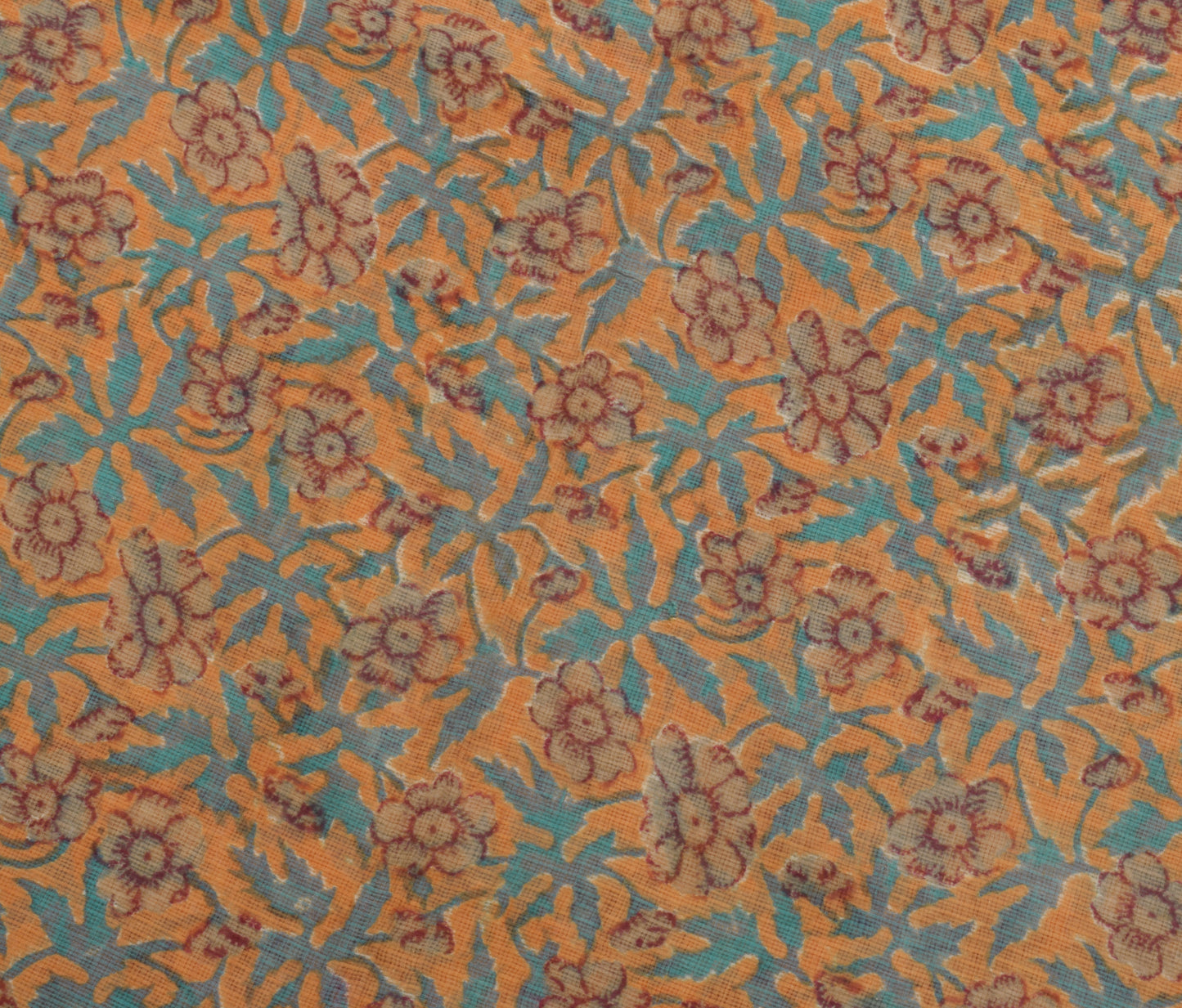 Sushila Vintage Peach Saree 100% Pure Cotton Printed Floral Soft Craft Fabric