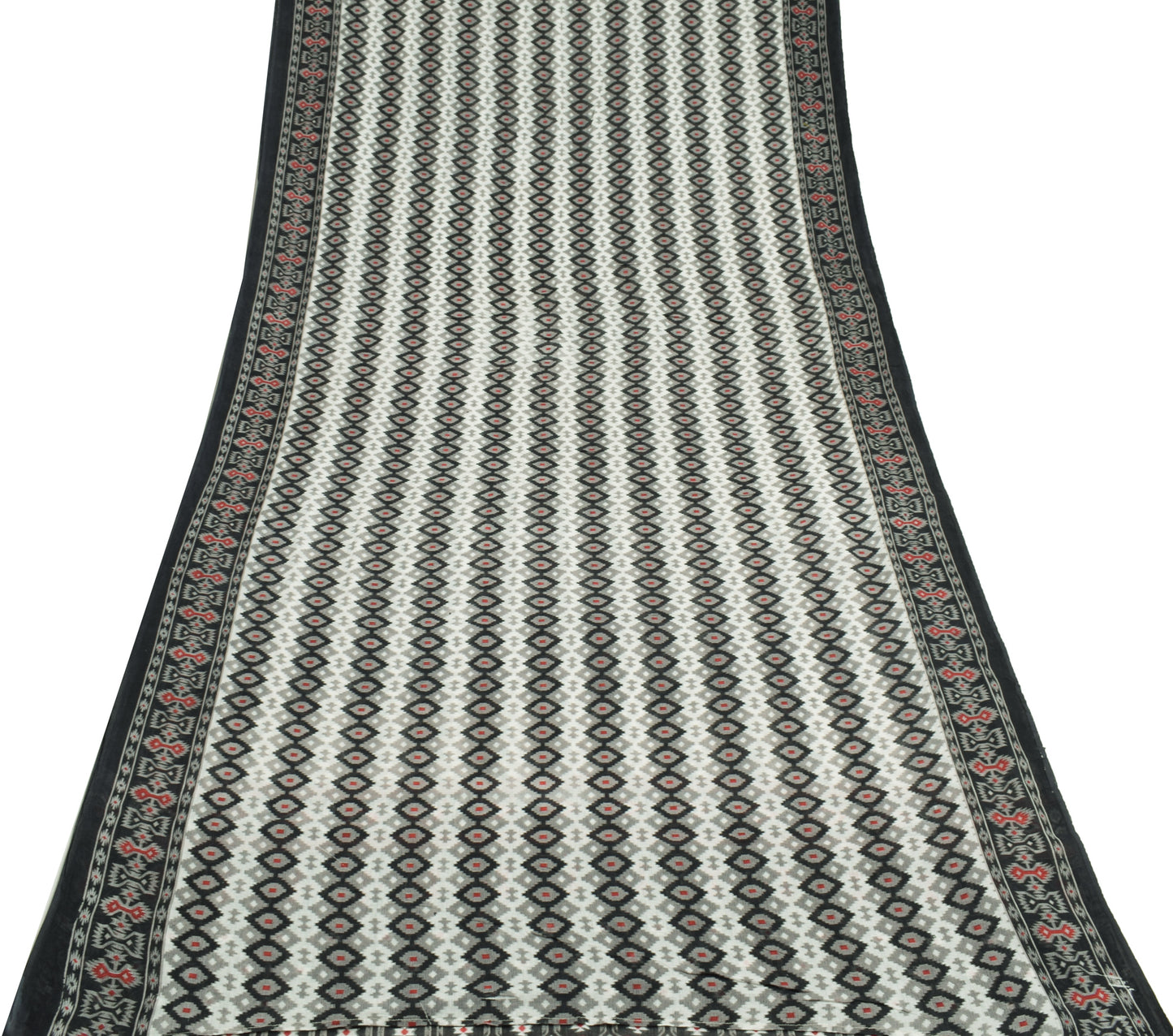 Sushila Vintage White Indian Saree 100% Pure Cotton Printed Soft Craft Fabric