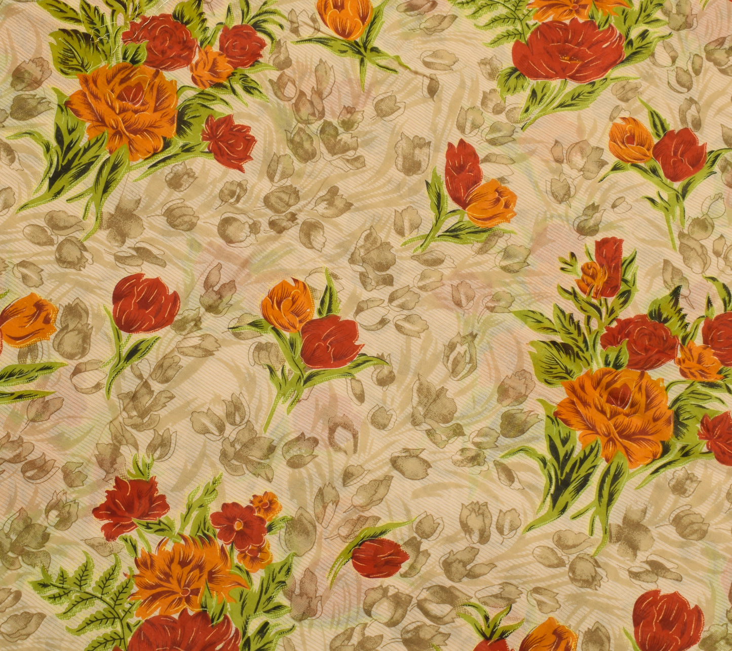 Sushila Vintage Brown Saree 100% Pure Cotton Printed Floral Soft Craft Fabric