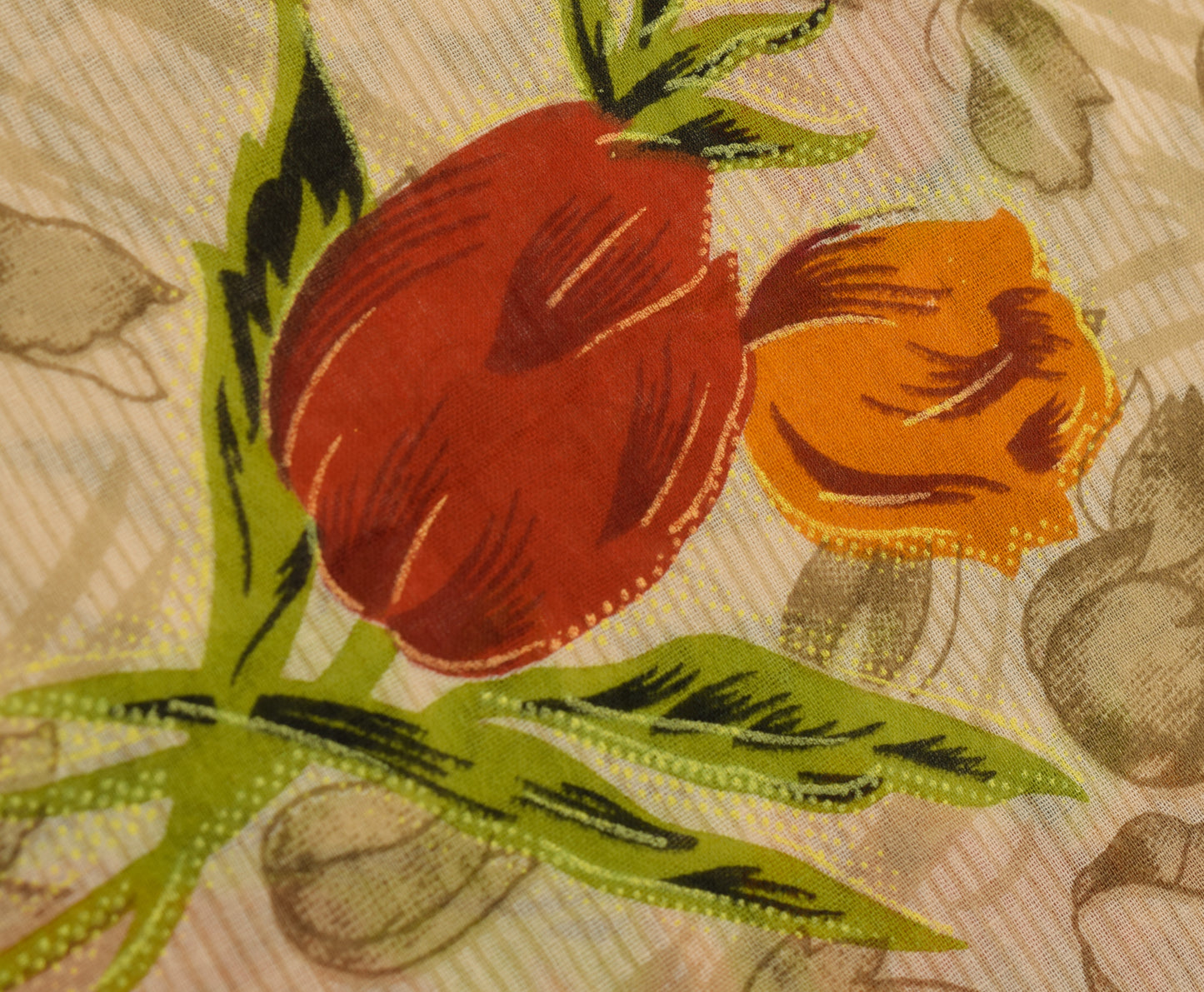 Sushila Vintage Brown Saree 100% Pure Cotton Printed Floral Soft Craft Fabric