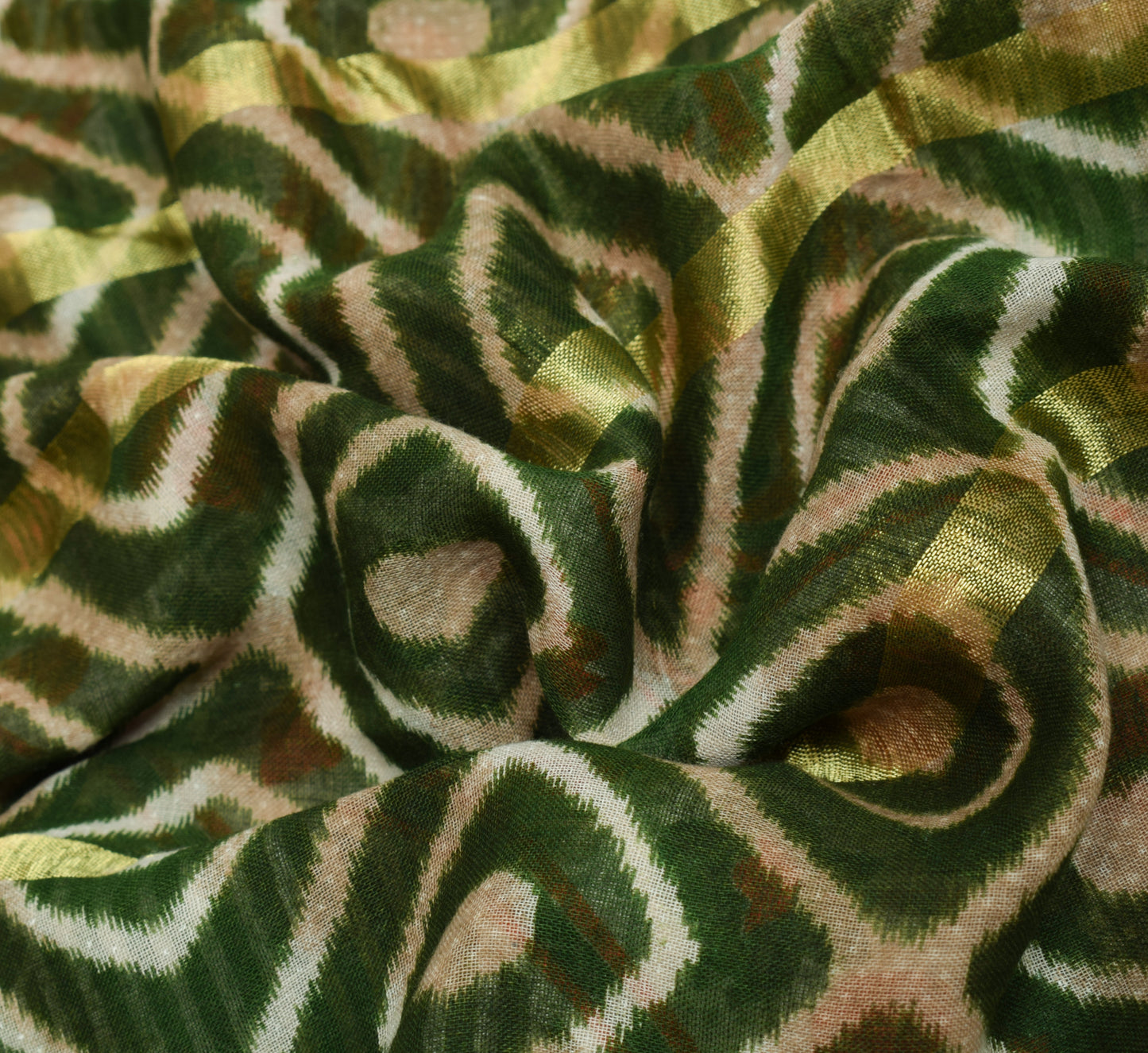 Sushila Vintage Green Indian Saree 100% Pure Cotton Printed Soft Craft Fabric