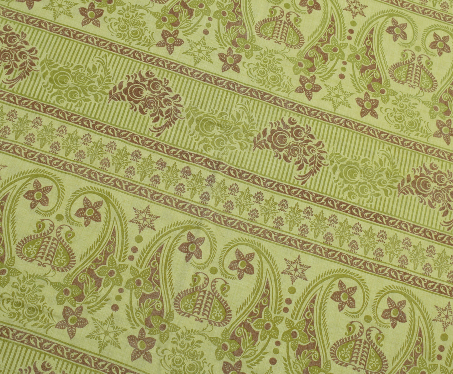 Sushila Vintage Green Saree Blend Cotton Cotton Printed Floral Soft Craft Fabric
