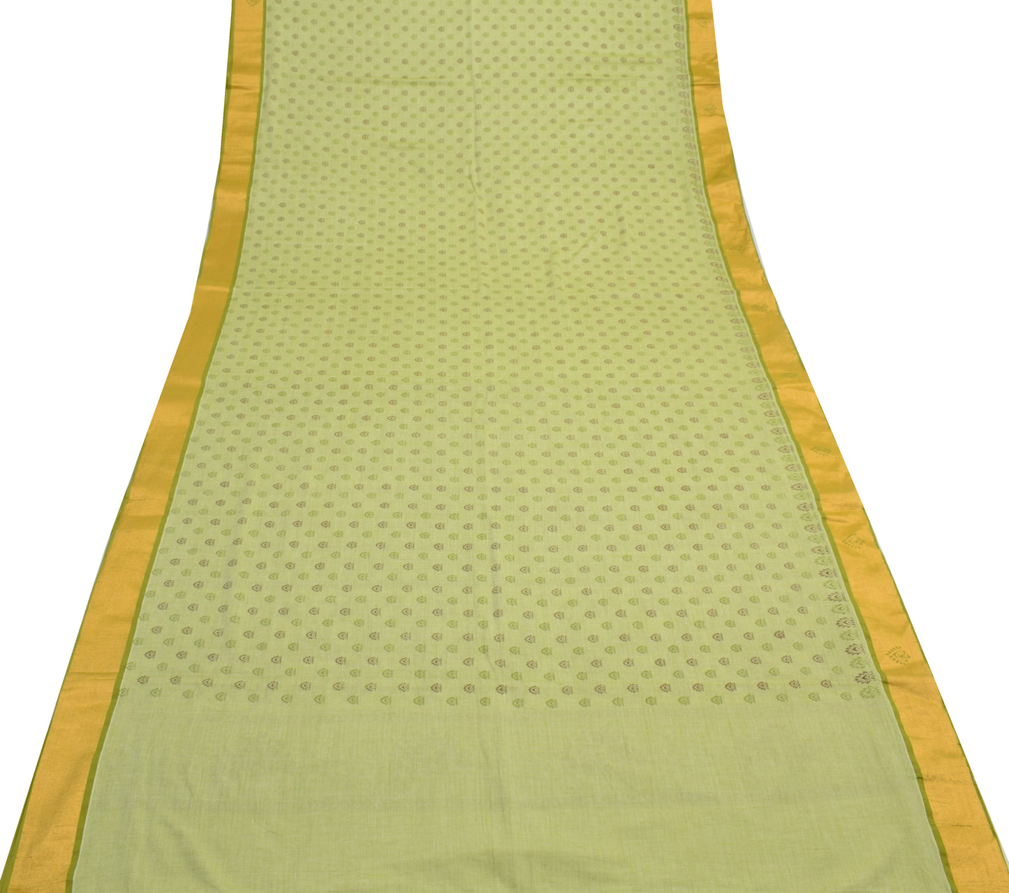 Sushila Vintage Green Saree Blend Cotton Cotton Printed Floral Soft Craft Fabric