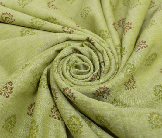 Sushila Vintage Green Saree Blend Cotton Cotton Printed Floral Soft Craft Fabric