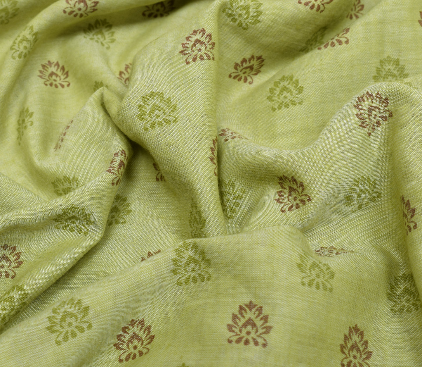 Sushila Vintage Green Saree Blend Cotton Cotton Printed Floral Soft Craft Fabric