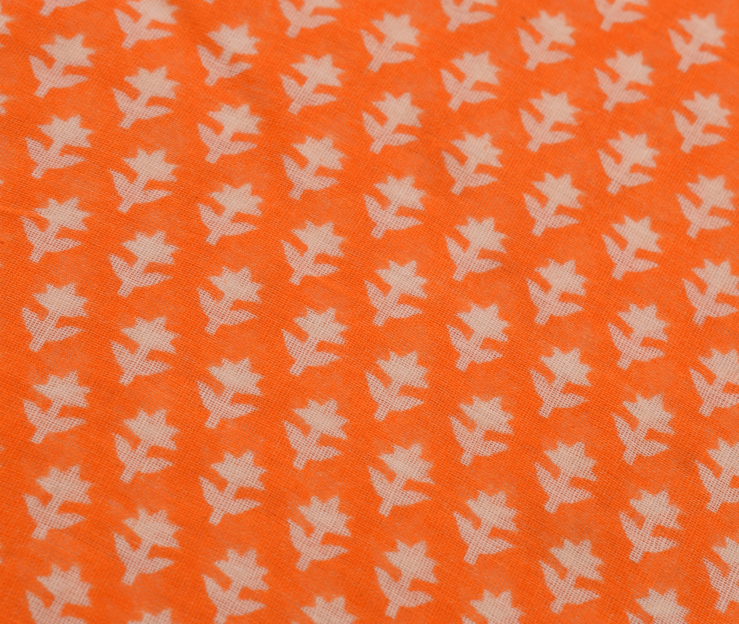 Sushila Vintage Orange Saree 100% Pure Cotton Printed Floral Soft Craft Fabric