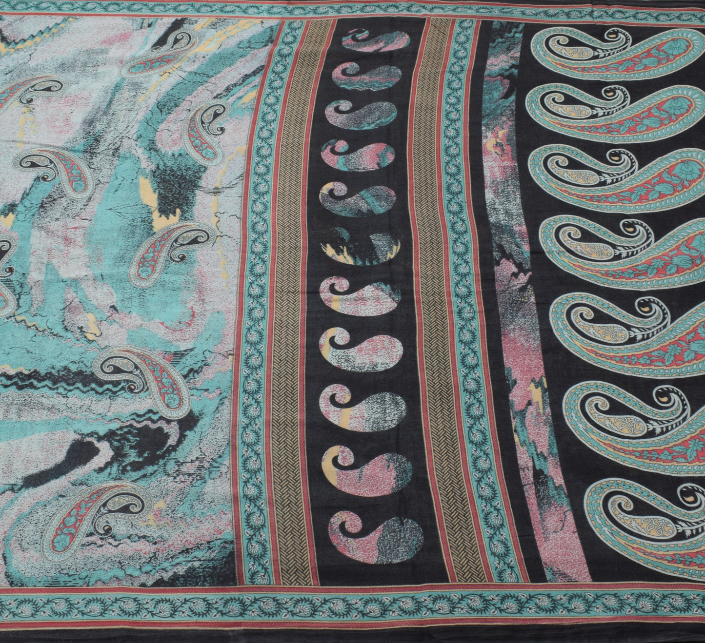 Sushila Vintage Indian Saree 100% Pure Cotton Printed Paisley Soft Craft Fabric