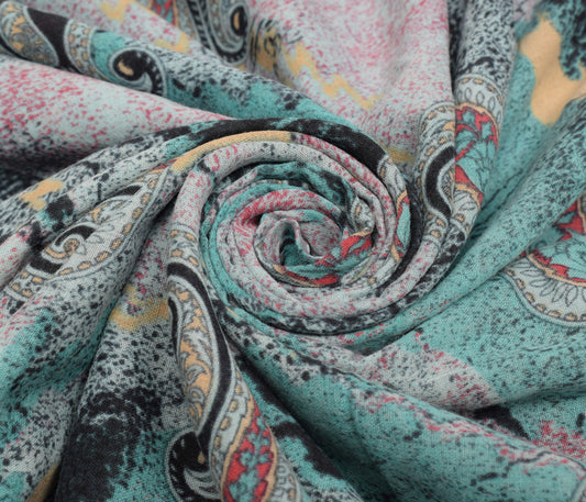 Sushila Vintage Indian Saree 100% Pure Cotton Printed Paisley Soft Craft Fabric