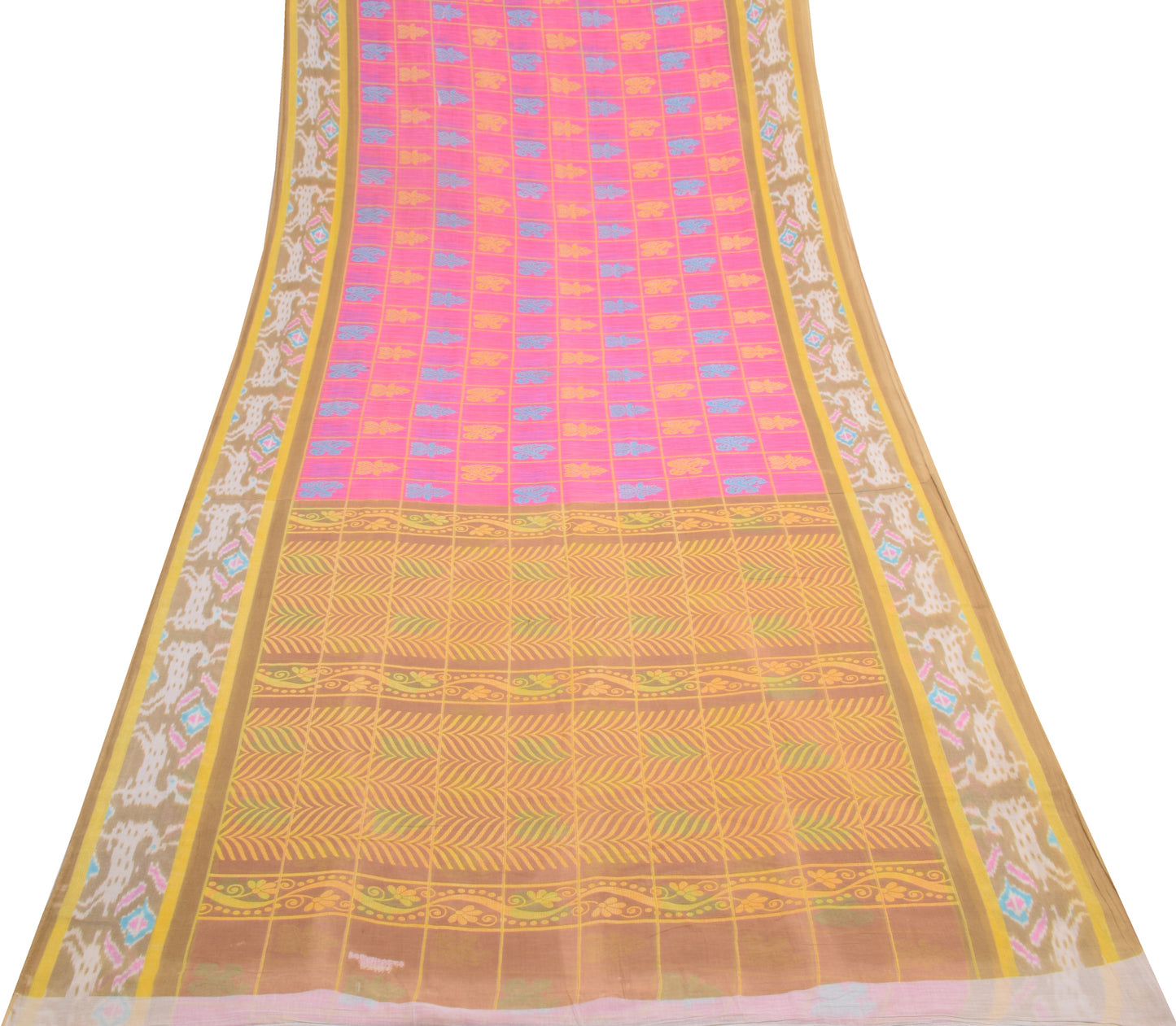 Sushila Vintage Pink Indian Saree 100% Pure Cotton Printed Soft Craft Fabric