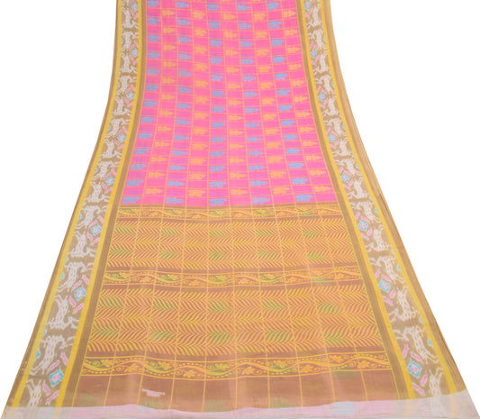 Sushila Vintage Pink Indian Saree 100% Pure Cotton Printed Soft Craft Fabric