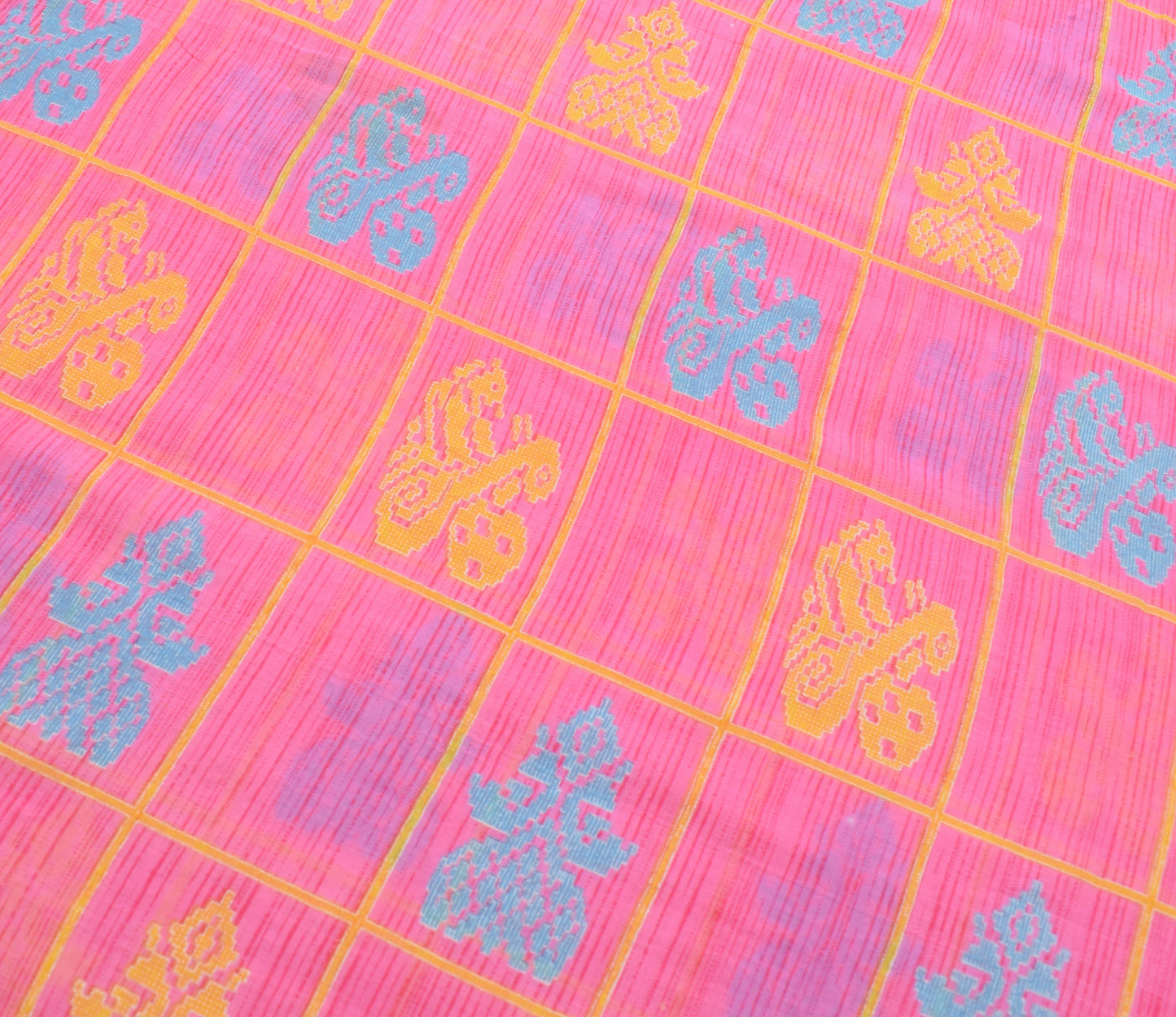 Sushila Vintage Pink Indian Saree 100% Pure Cotton Printed Soft Craft Fabric