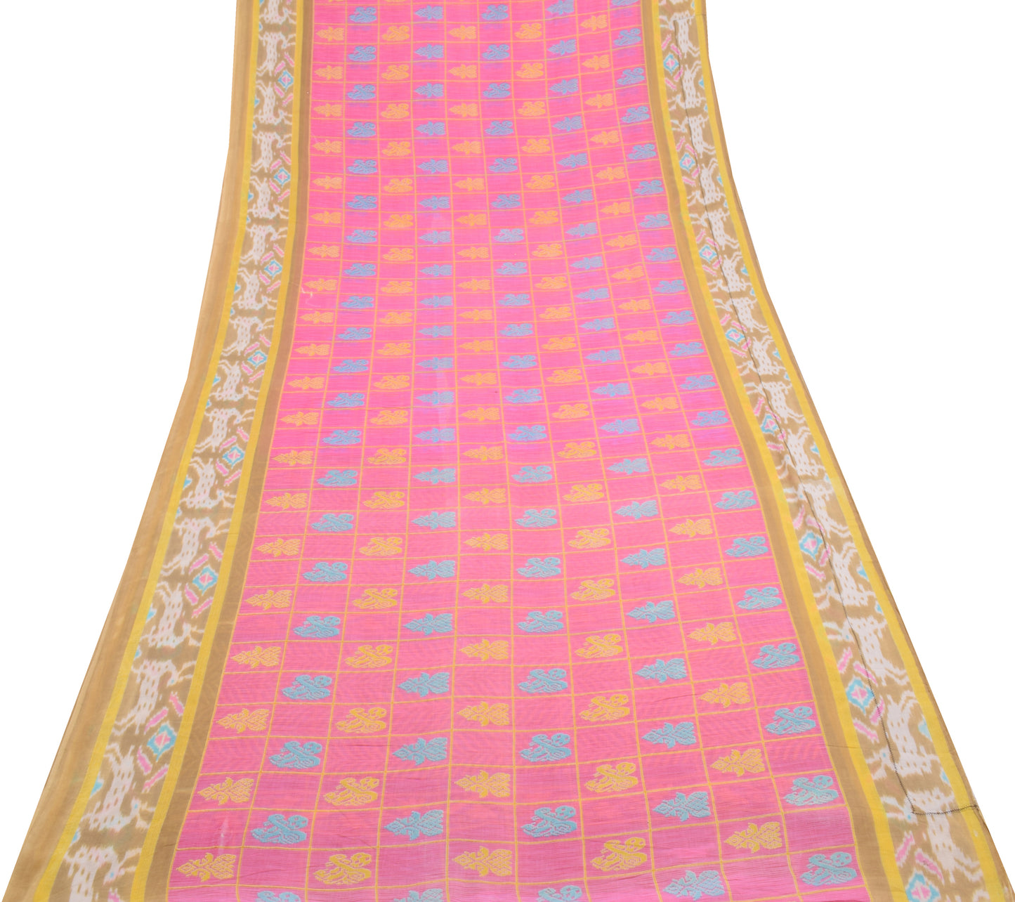 Sushila Vintage Pink Indian Saree 100% Pure Cotton Printed Soft Craft Fabric
