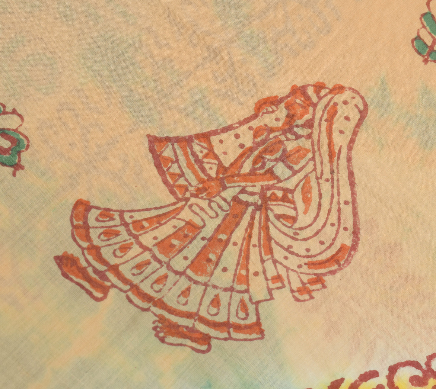 Sushila Vintage Yellow Saree 100% Pure Cotton Batik Printed Soft Craft Fabric