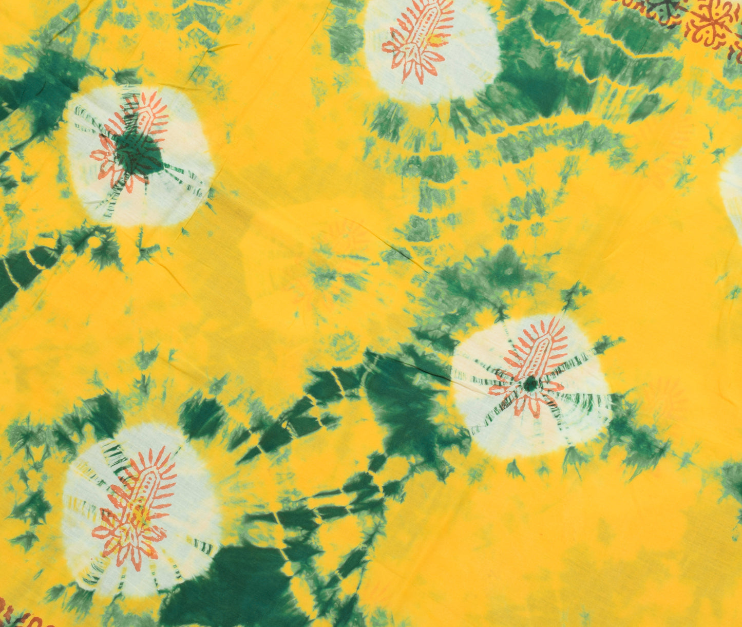 Sushila Vintage Yellow Saree 100% Pure Cotton Batik Printed Soft Craft Fabric