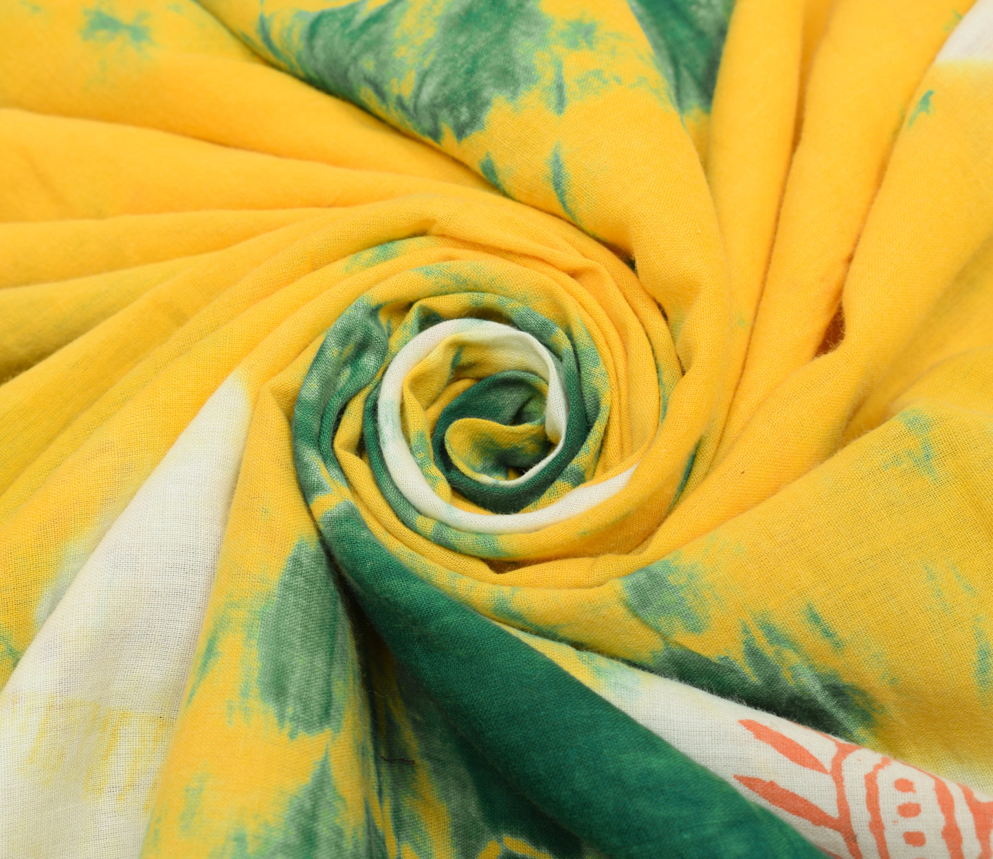 Sushila Vintage Yellow Saree 100% Pure Cotton Batik Printed Soft Craft Fabric