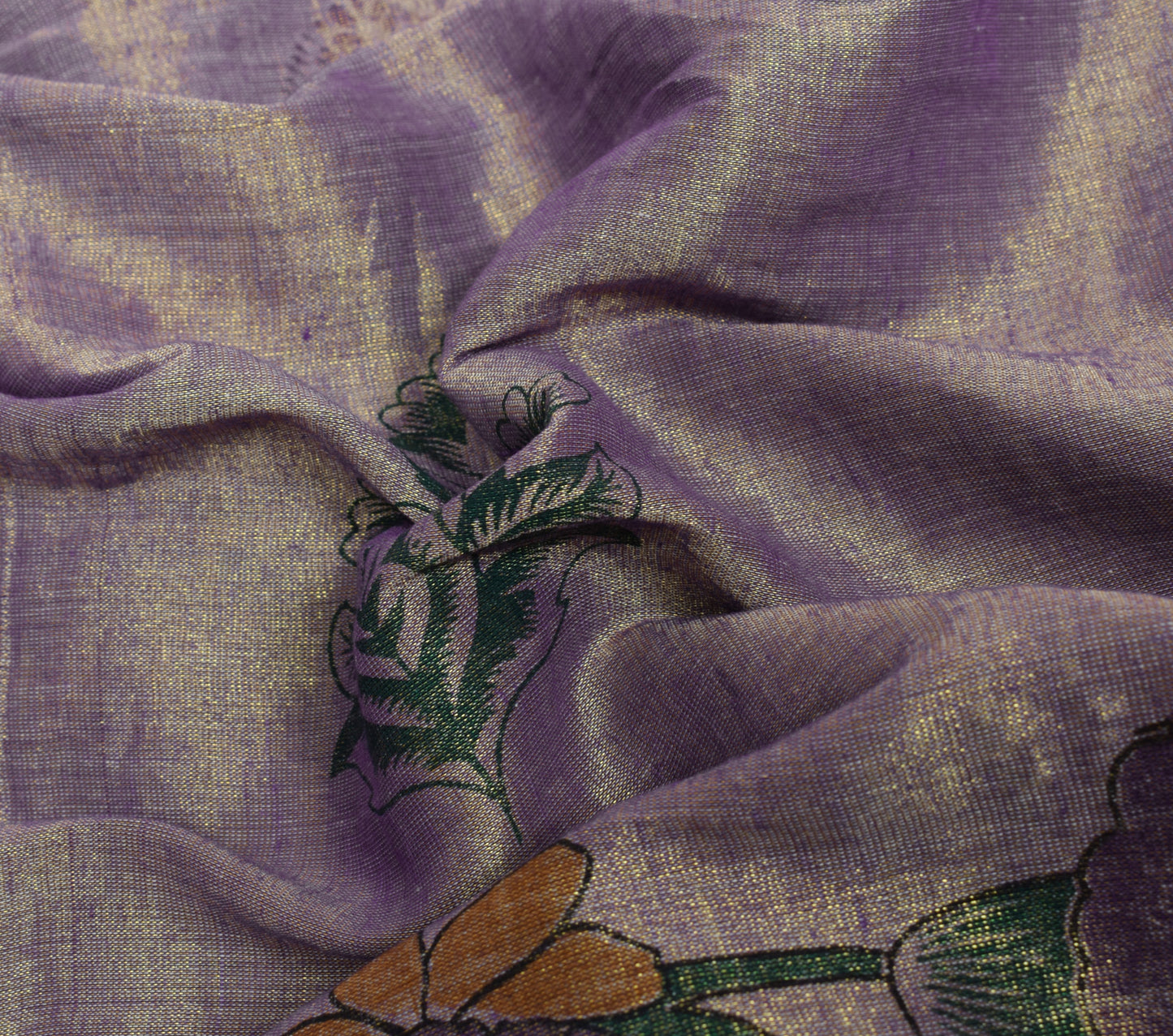 Sushila Vintage Purple Saree Cotton Tissue Humans Woven & Printed Craft Fabric