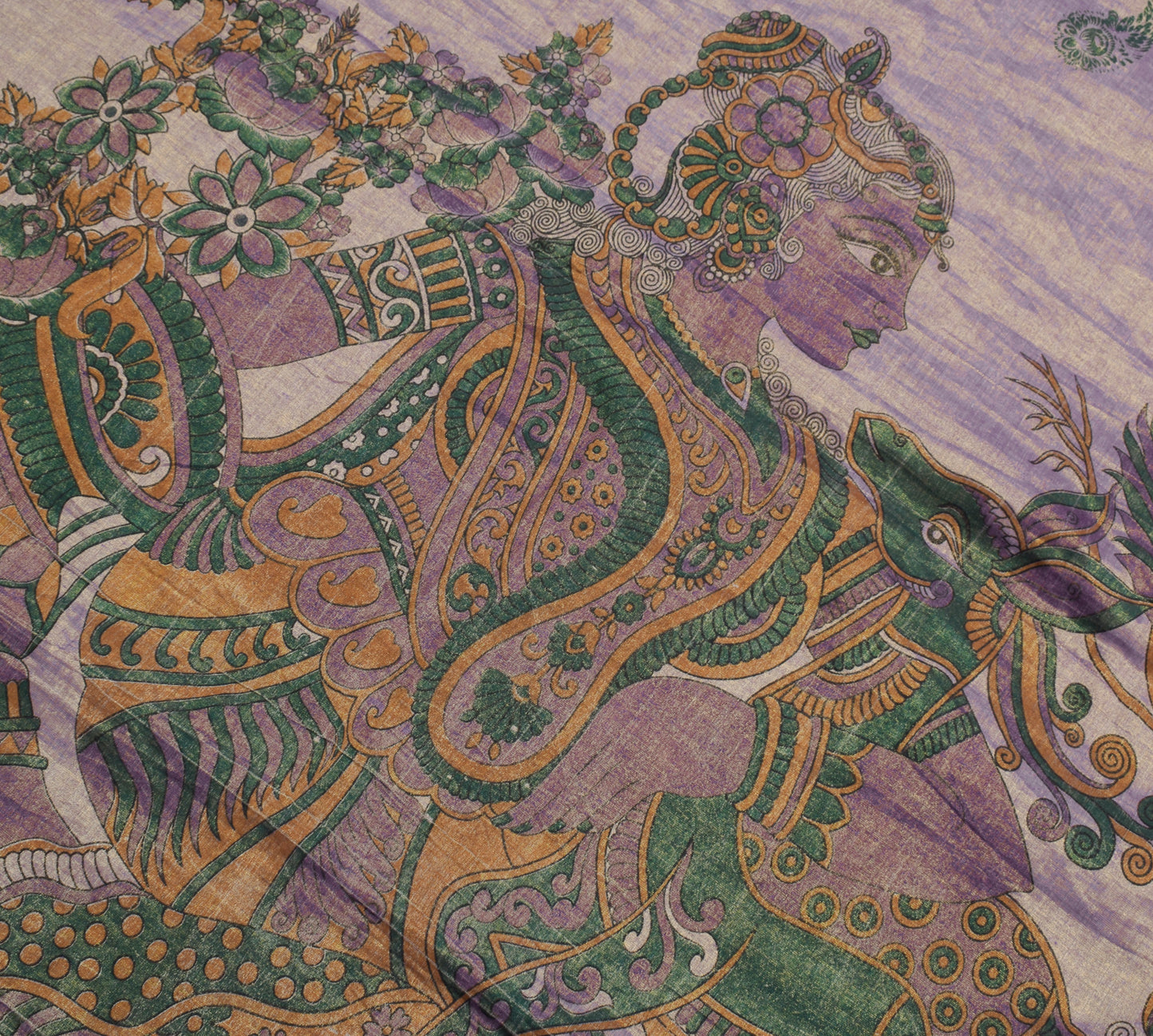 Sushila Vintage Purple Saree Cotton Tissue Humans Woven & Printed Craft Fabric