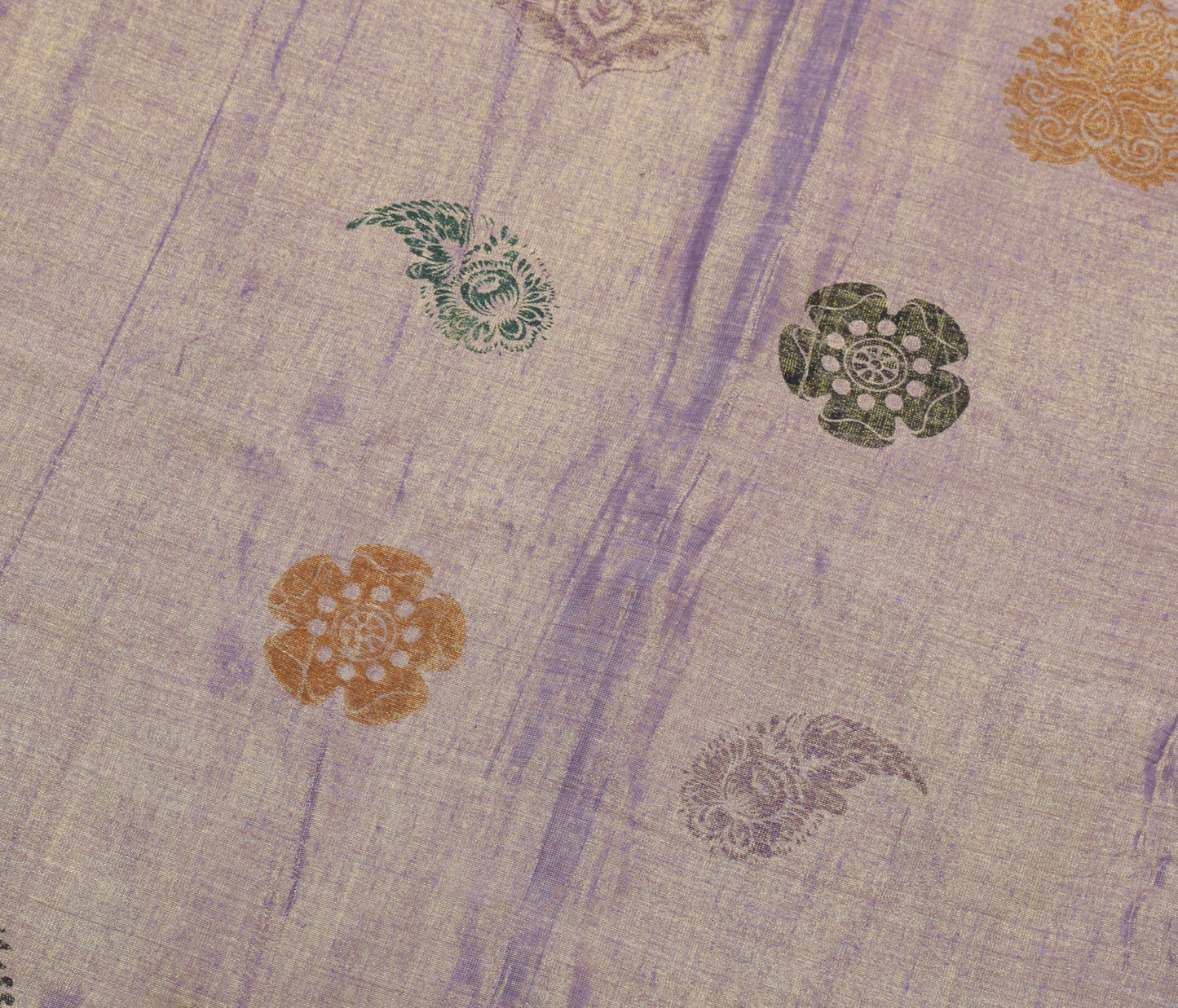 Sushila Vintage Purple Saree Cotton Tissue Humans Woven & Printed Craft Fabric