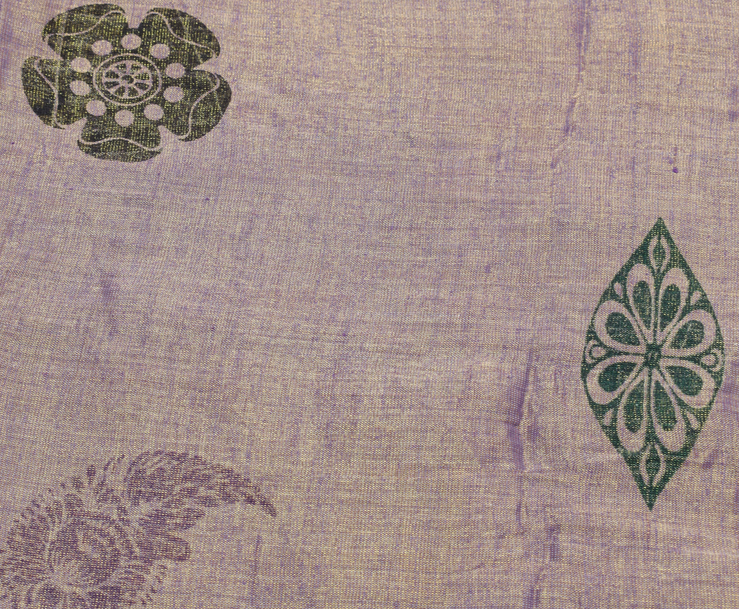 Sushila Vintage Purple Saree Cotton Tissue Humans Woven & Printed Craft Fabric
