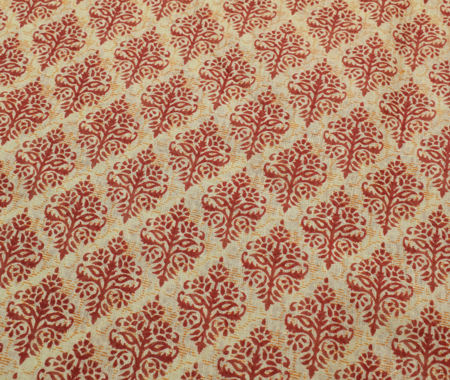 Sushila Vintage Cream Indian Saree 100% Pure Cotton Printed Floral Craft Fabric
