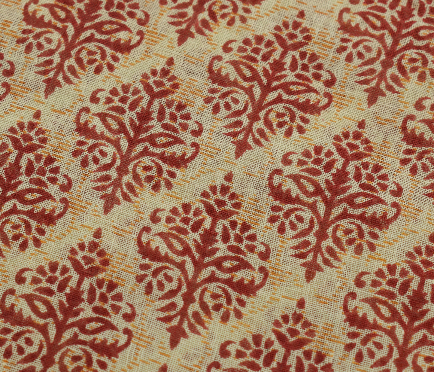 Sushila Vintage Cream Indian Saree 100% Pure Cotton Printed Floral Craft Fabric