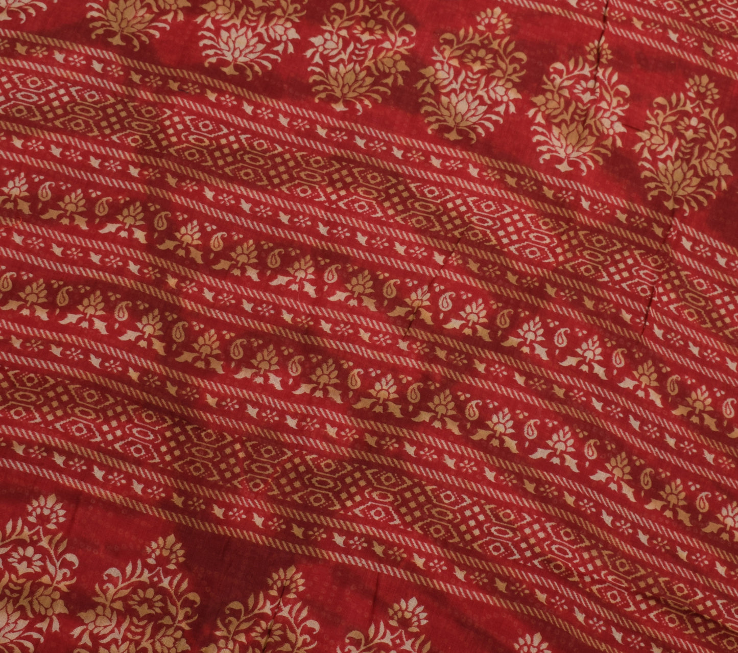Sushila Vintage Maroon Saree 100% Pure Cotton Bandhani Printed Soft Craft Fabric