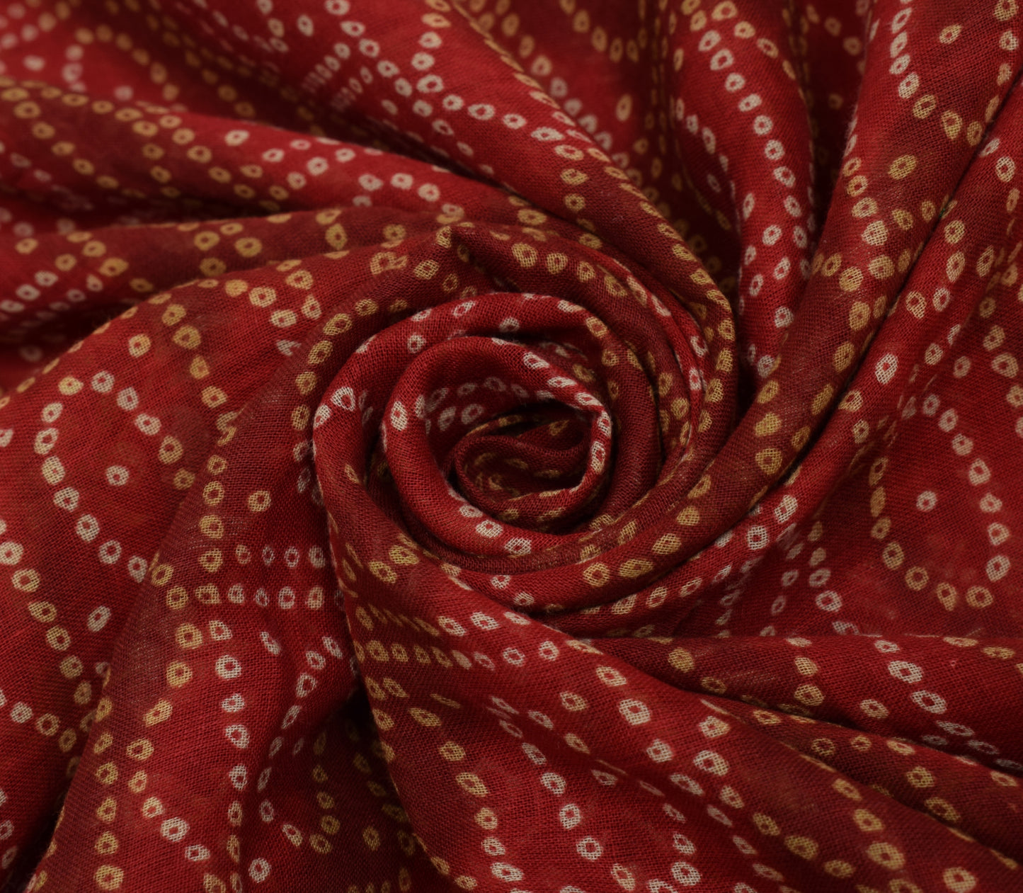 Sushila Vintage Maroon Saree 100% Pure Cotton Bandhani Printed Soft Craft Fabric